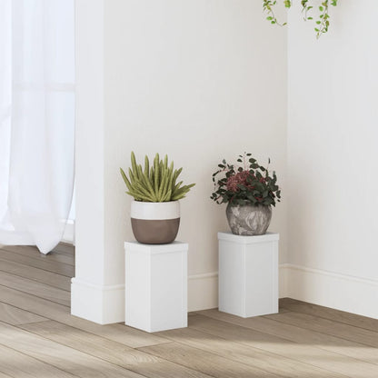 Supporti Per Piante 2 Pz Bianchi 30X30X50Cm Legno Multistrato