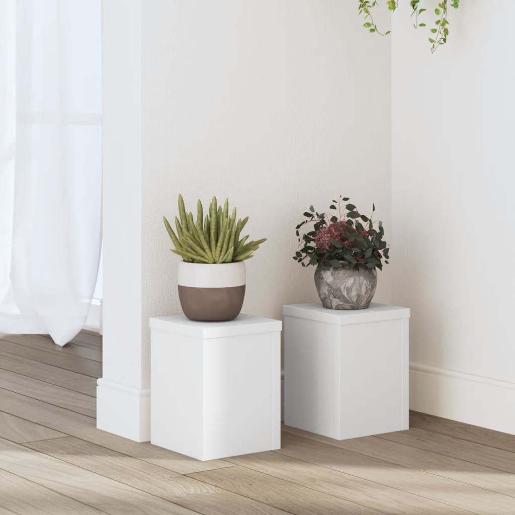 Supporti Per Piante 2 Pz Bianchi 30X30X50Cm Legno Multistrato