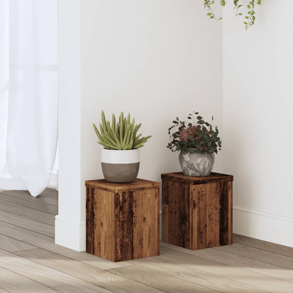 Supporti Per Piante 2 Pz Bianchi 30X30X50Cm Legno Multistrato