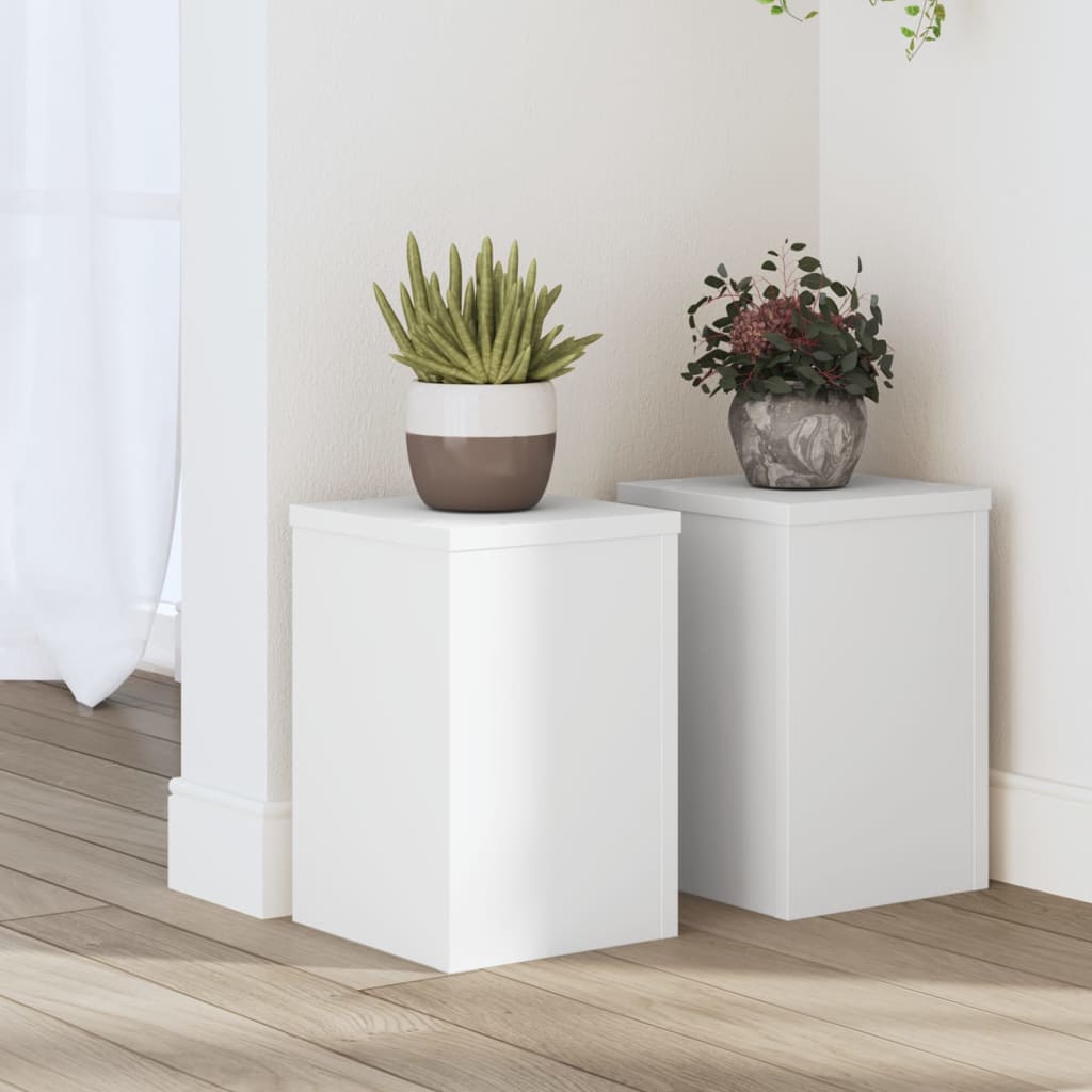 Supporti Per Piante 2 Pz Bianchi 30X30X50Cm Legno Multistrato