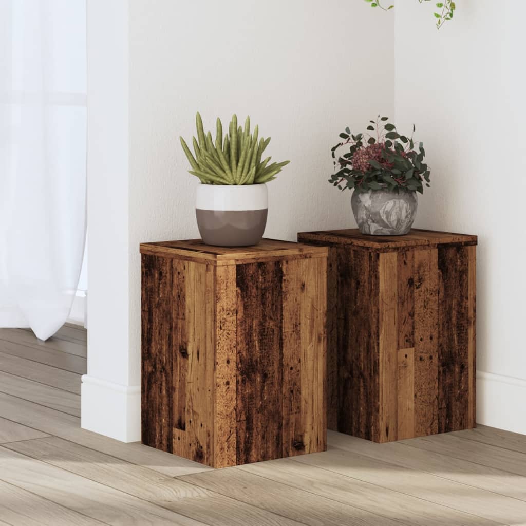 Supporti Per Piante 2 Pz Bianchi 30X30X50Cm Legno Multistrato