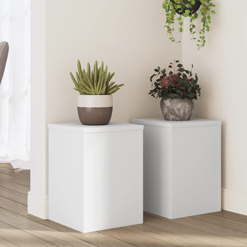 Supporti Per Piante 2 Pz Bianchi 30X30X50Cm Legno Multistrato