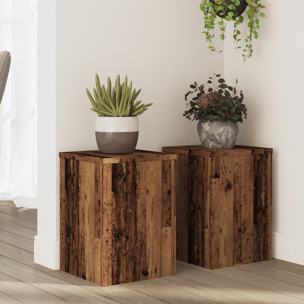Supporti Per Piante 2 Pz Bianchi 30X30X50Cm Legno Multistrato