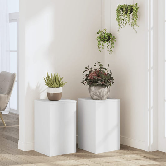 Supporti Per Piante 2 Pz Bianchi 30X30X50Cm Legno Multistrato