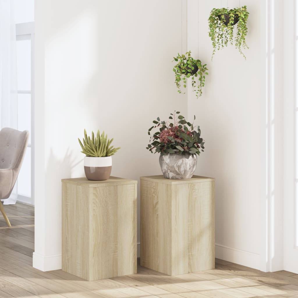Supporti Per Piante 2 Pz Bianchi 30X30X50Cm Legno Multistrato