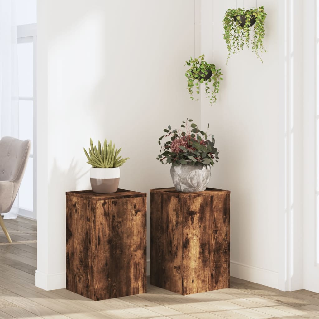 Supporti Per Piante 2 Pz Bianchi 30X30X50Cm Legno Multistrato