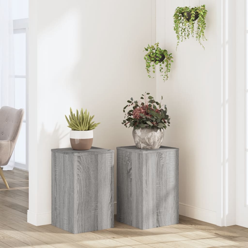 Supporti Per Piante 2 Pz Bianchi 30X30X50Cm Legno Multistrato