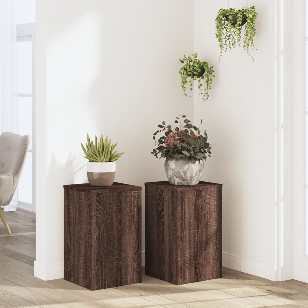 Supporti Per Piante 2 Pz Bianchi 30X30X50Cm Legno Multistrato