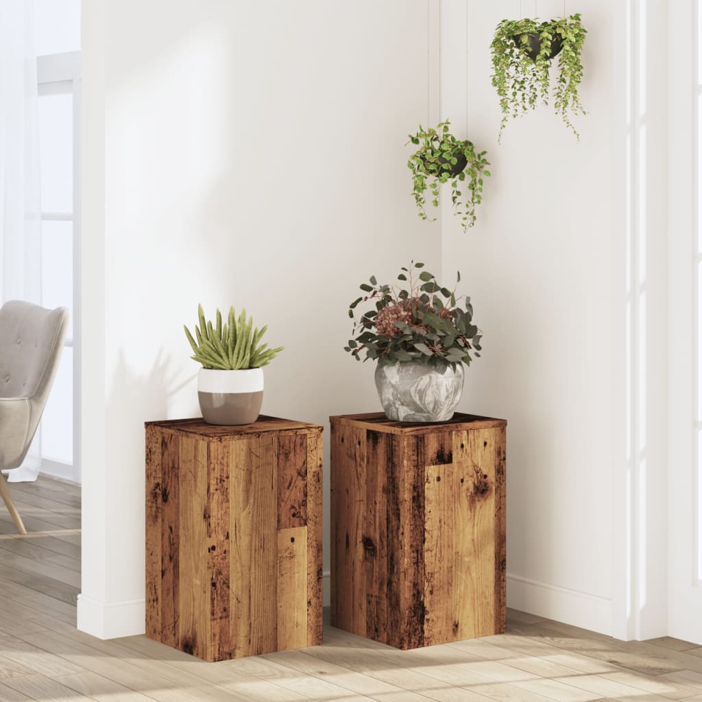 Supporti Per Piante 2 Pz Bianchi 30X30X50Cm Legno Multistrato