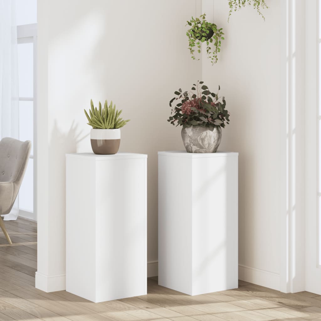 Supporti Per Piante 2 Pz Bianchi 30X30X50Cm Legno Multistrato