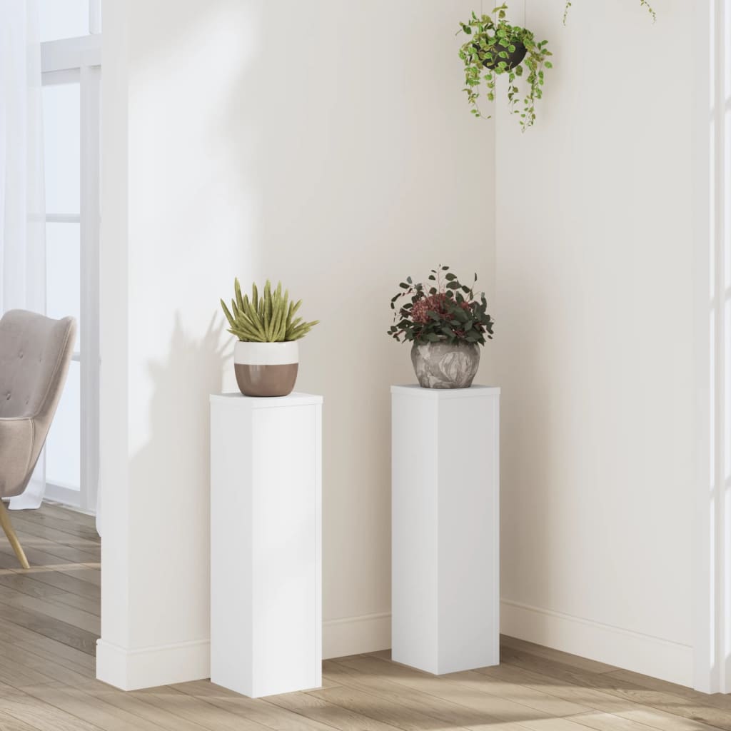 Supporti Per Piante 2 Pz Bianchi 30X30X50Cm Legno Multistrato