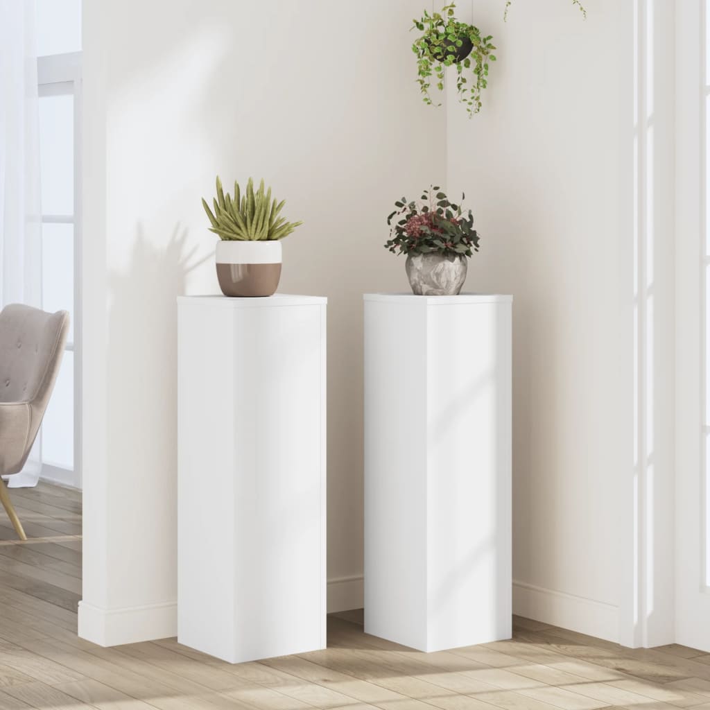 Supporti Per Piante 2 Pz Bianchi 30X30X50Cm Legno Multistrato