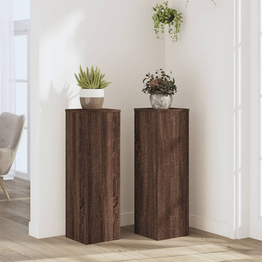 Supporti Per Piante 2 Pz Marrone 25X25X80 Cm Legno Multistrato