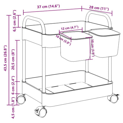 Carrello Portaoggetti A 2 Livelli 37X28X43,5 Cm In Acrilico
