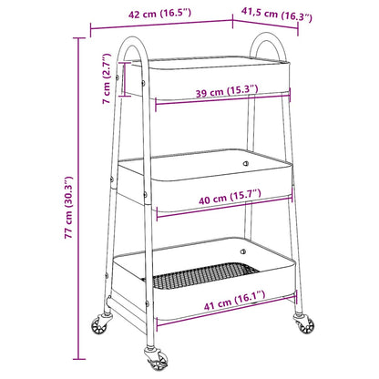 Carrello Portaoggetti A 3 Ripiani 42X41,5X77 Cm In Acciaio