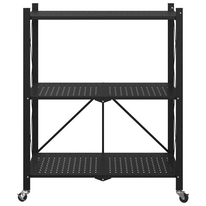 Scaffale Portaoggetti Su Ruote Nero 71X34X88 Cm In Acciaio