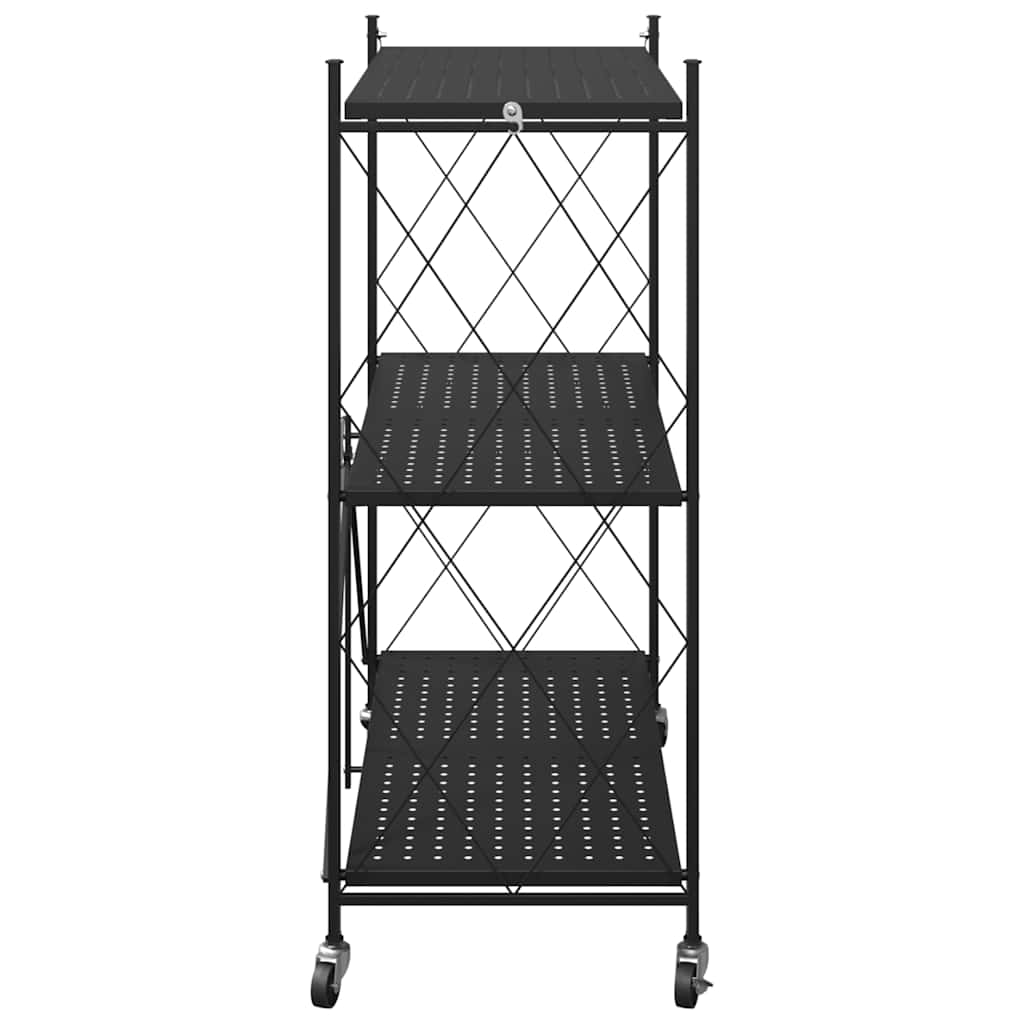 Scaffale Portaoggetti Su Ruote Nero 71X34X88 Cm In Acciaio