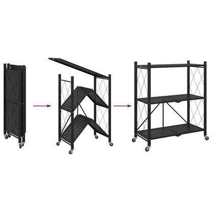 Scaffale Portaoggetti Su Ruote Nero 71X34X88 Cm In Acciaio