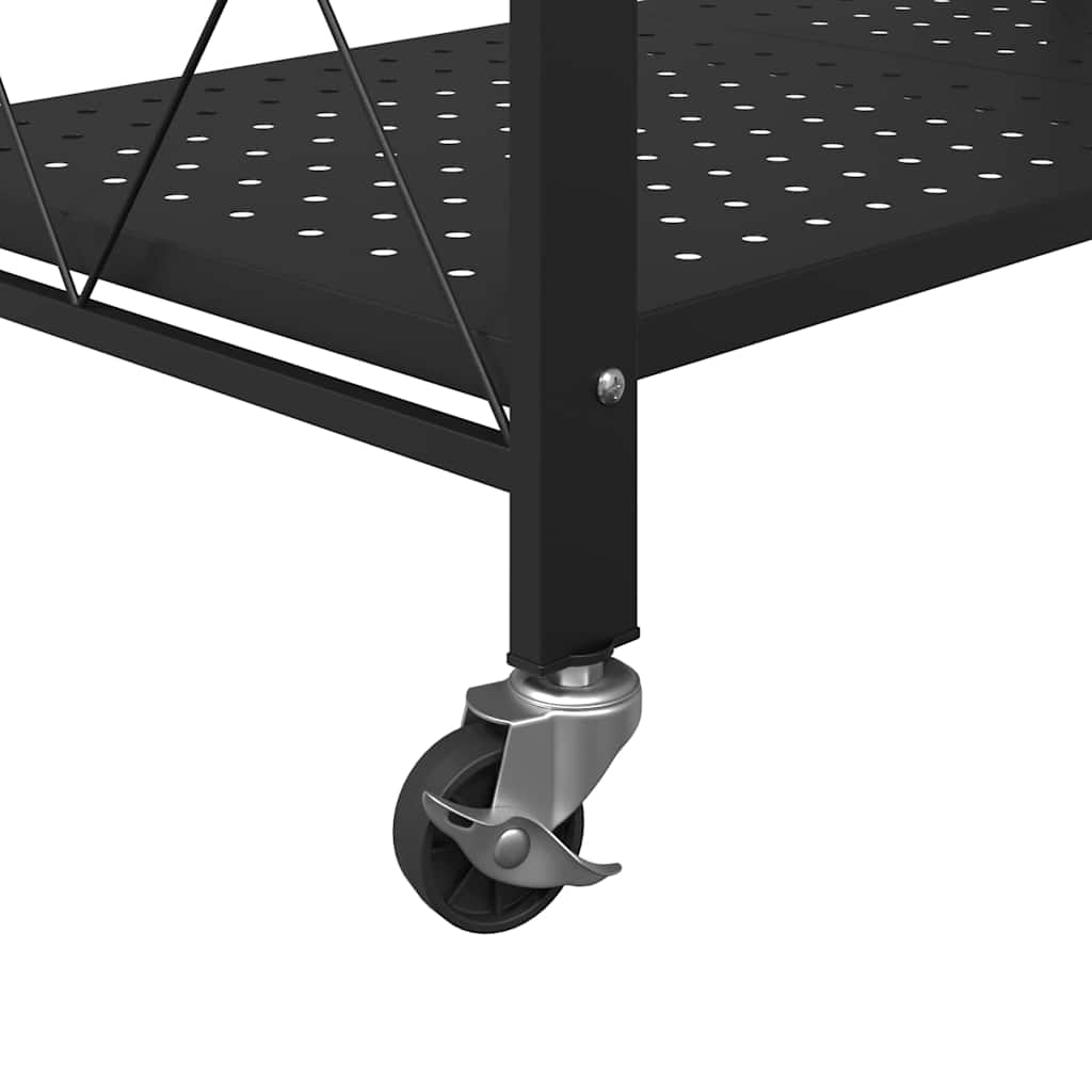 Scaffale Portaoggetti Su Ruote Nero 71X34X88 Cm In Acciaio