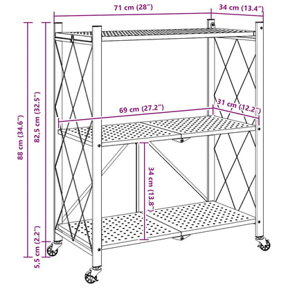 Scaffale Portaoggetti Su Ruote Nero 71X34X88 Cm In Acciaio