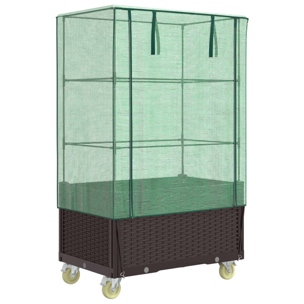 Letto Rialzato Con Copertura E Ruote Effetto Rattan 80X50X182Cm
