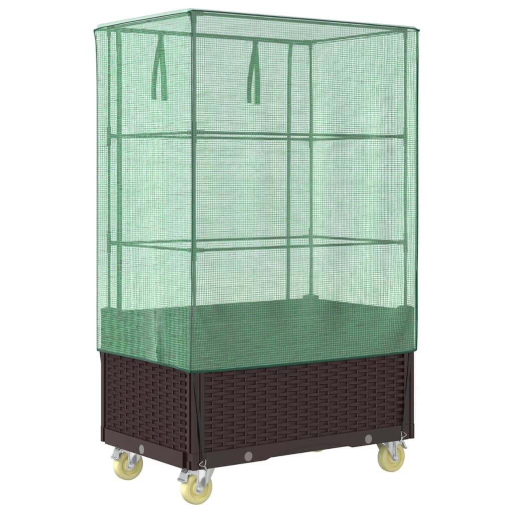 Letto Rialzato Con Copertura E Ruote Effetto Rattan 80X50X182Cm