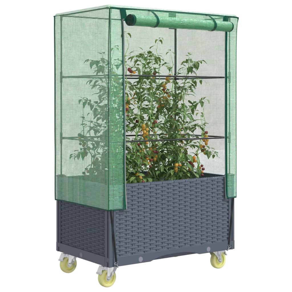 Letto Rialzato Con Copertura E Ruote Effetto Rattan 80X50X182Cm