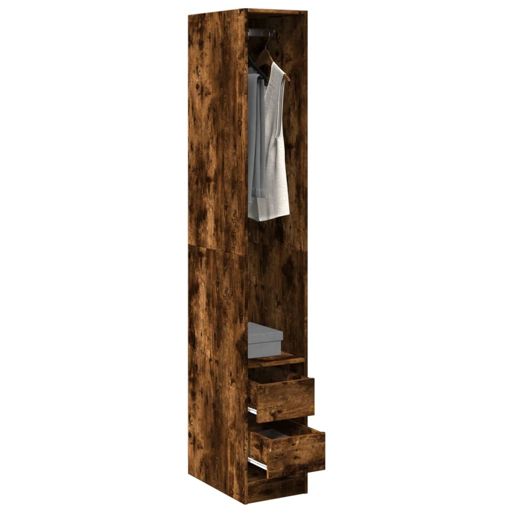 Armadio Con Cassetti Legno Multistrato Rovere Fumo