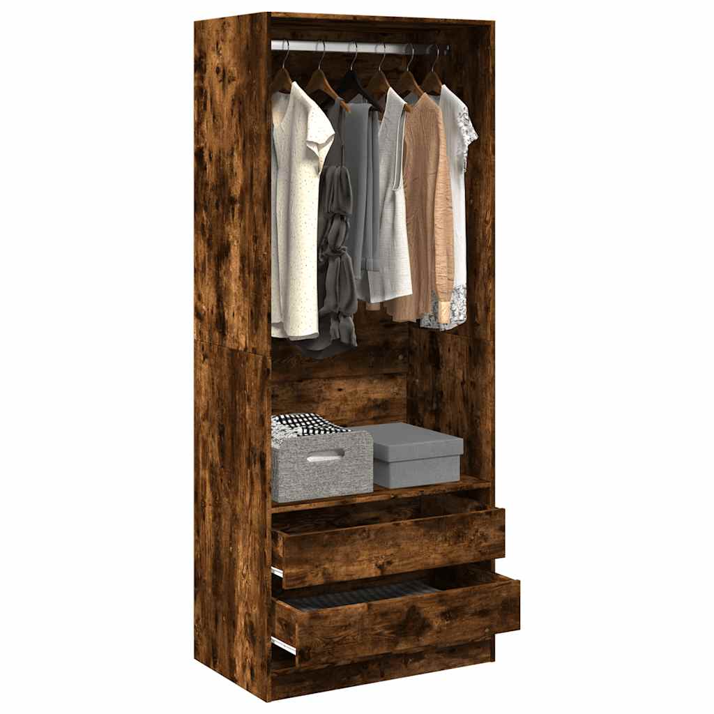 Armadio Con Cassetti Legno Multistrato Rovere Fumo