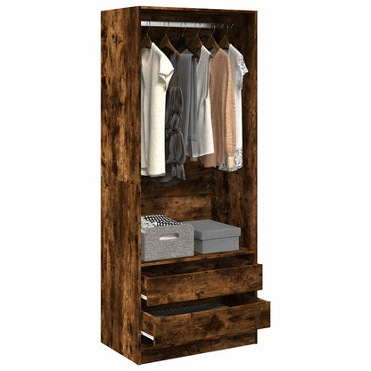 Armadio Con Cassetti Legno Multistrato Rovere Fumo