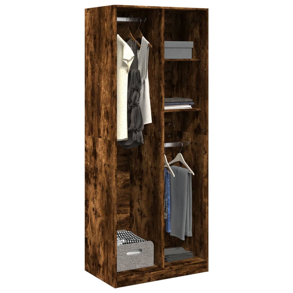 Armadio Con Cassetti Legno Multistrato Rovere Fumo
