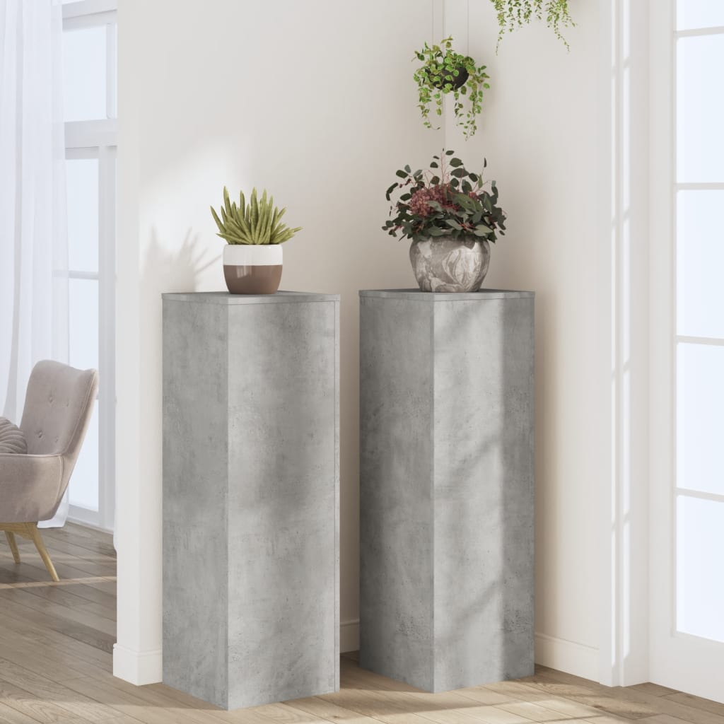 Supporti Per Piante 2 Pz Grigio Cemento 33X33X100Cm Multistrato