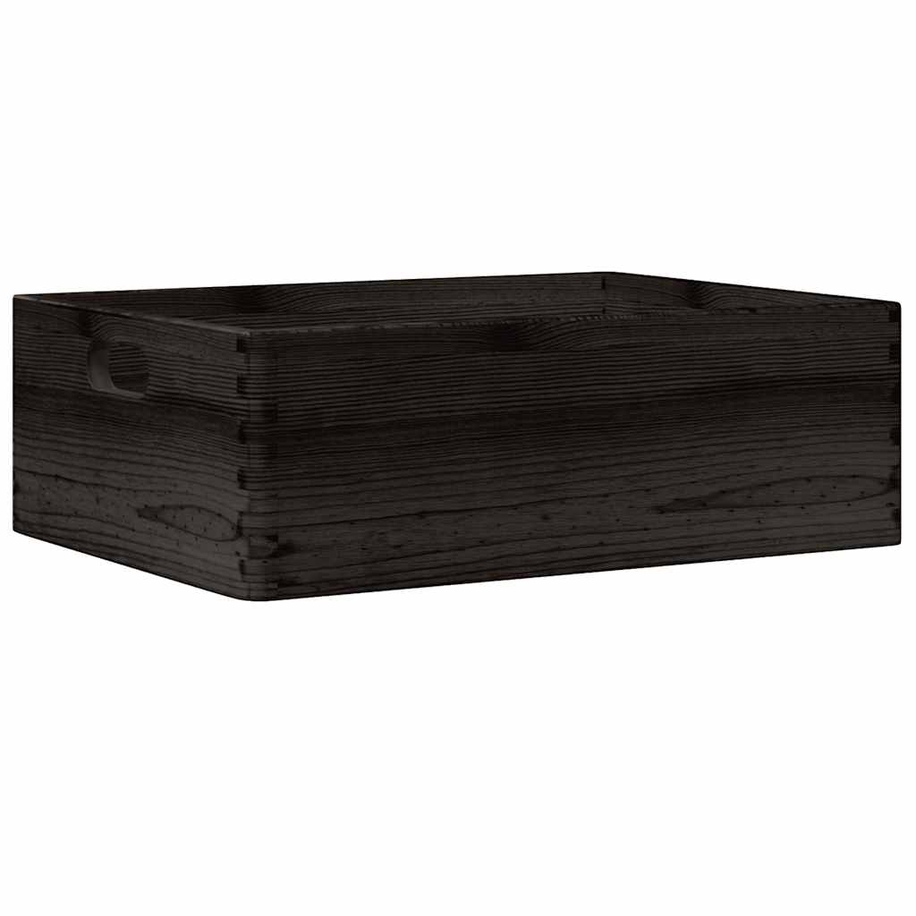 Scatola In Legno Con Manici Nera In Legno Di Pino Nero