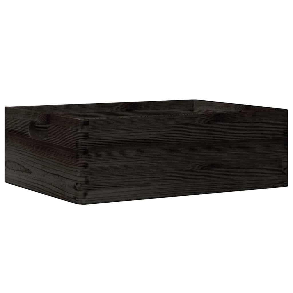 Scatola In Legno Con Manici Nera In Legno Di Pino Nero
