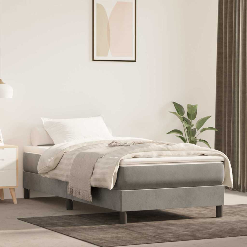 Materasso A Molle 120X190X20 Cm In Velluto Grigio Chiaro