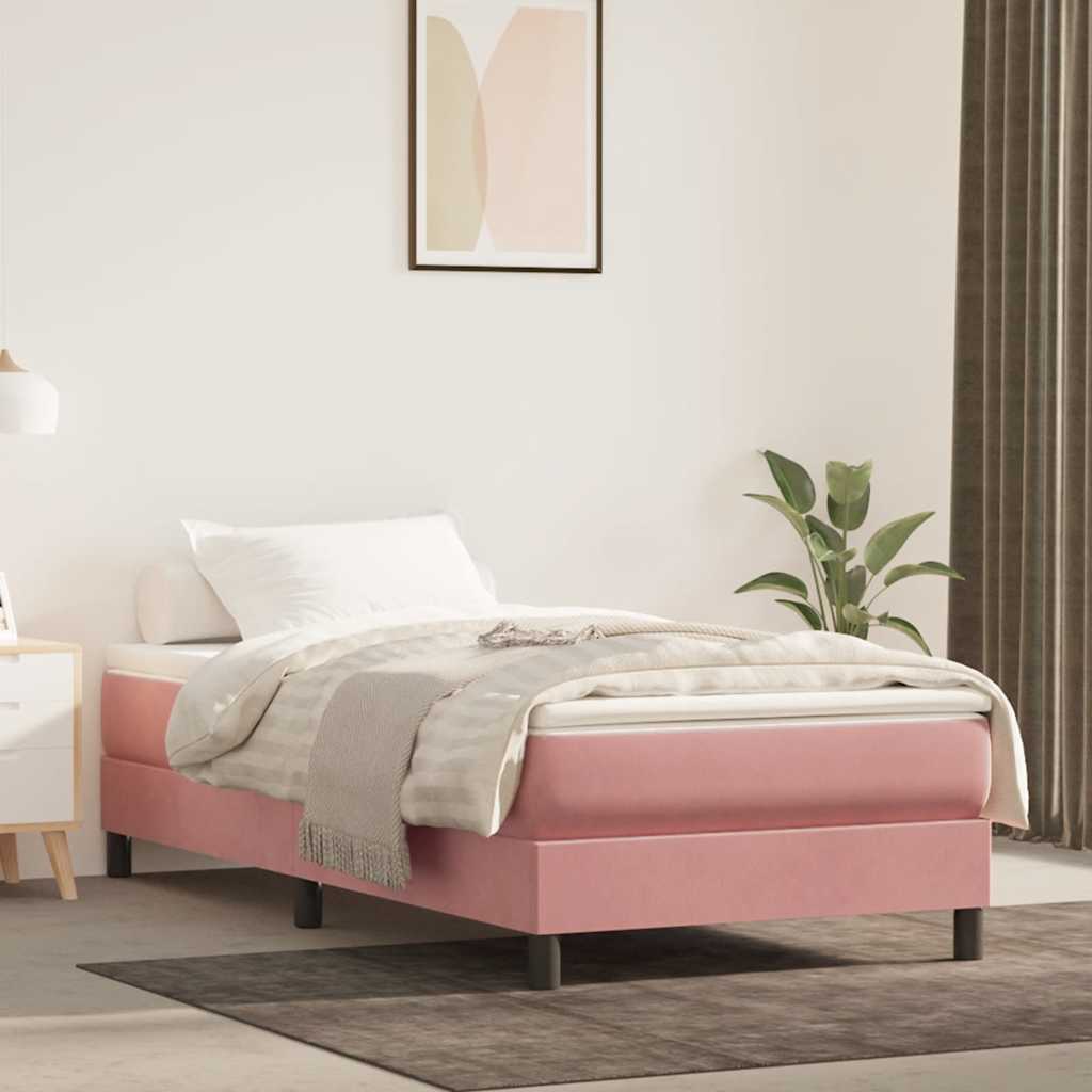 Materasso A Molle Insacchettate 90X210X20 Cm In Velluto Rosa