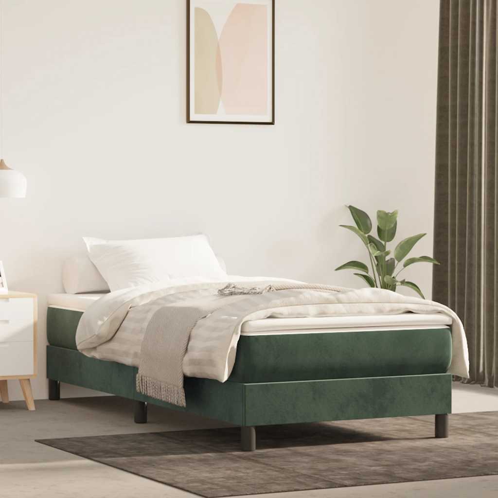 Materasso A Molle 80X200X20 Cm In Velluto Verde Scuro