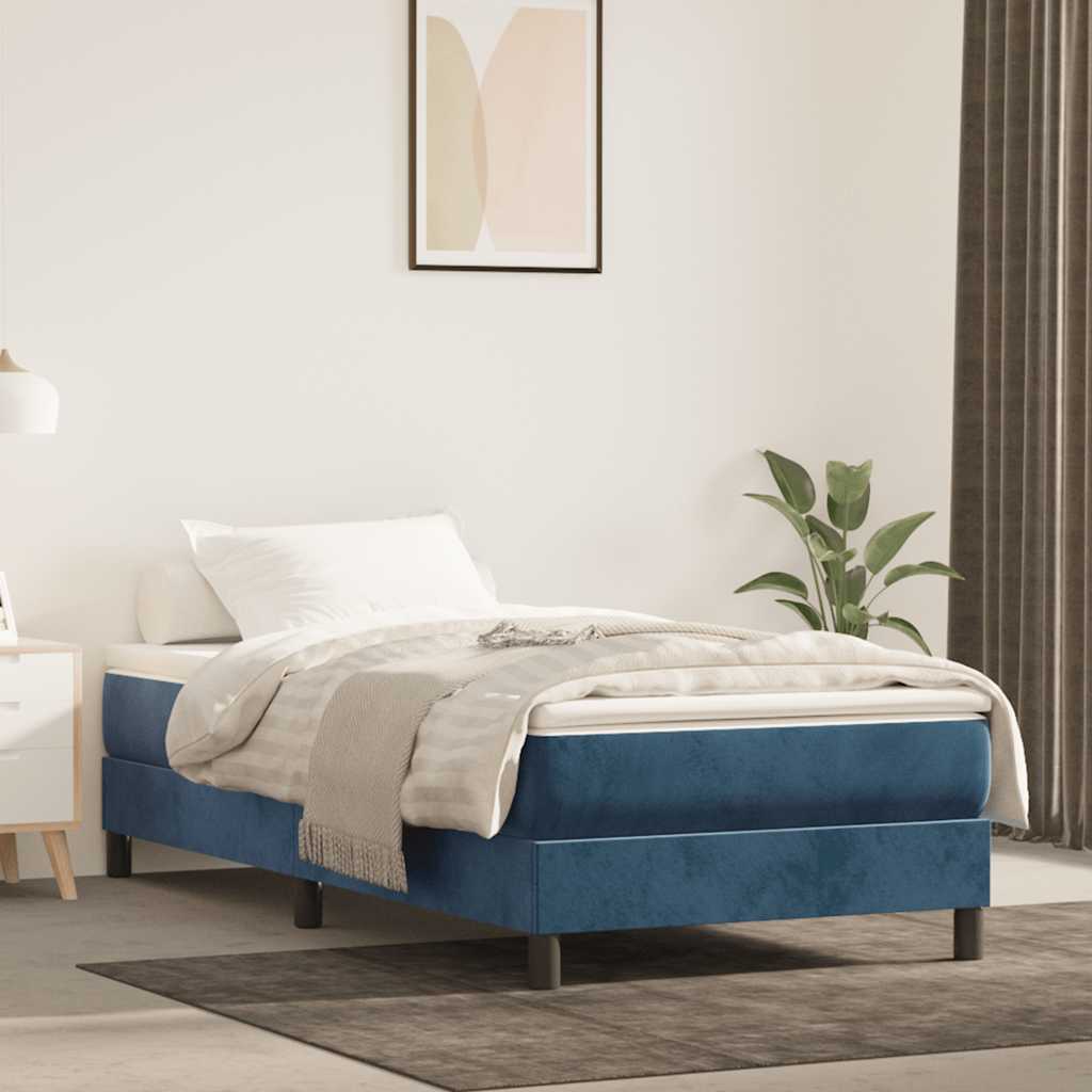 Materasso A Molle 120X190X20 Cm In Velluto Blu Scuro