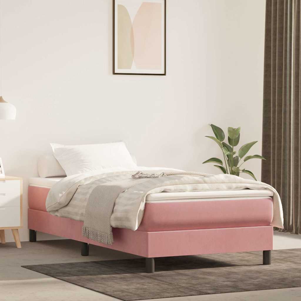 Materasso A Molle Insacchettate 90X210X20 Cm In Velluto Rosa