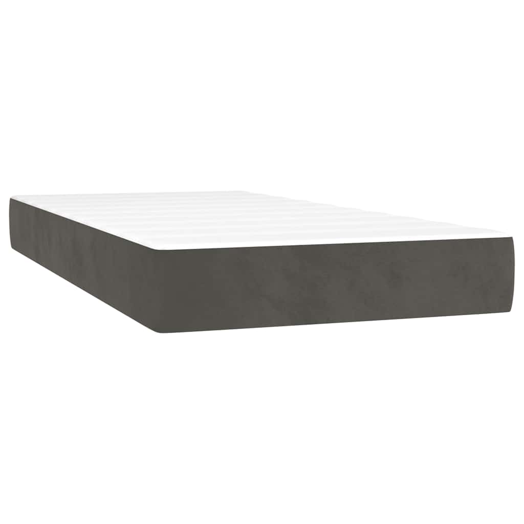 Materasso A Molle 90X210X20 Cm In Velluto Grigio Scuro