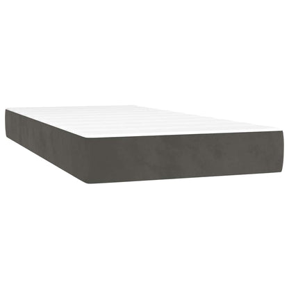 Materasso A Molle 90X210X20 Cm In Velluto Grigio Scuro