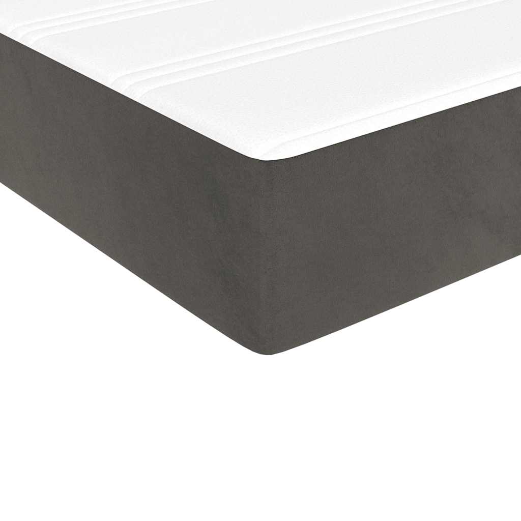 Materasso A Molle 90X210X20 Cm In Velluto Grigio Scuro
