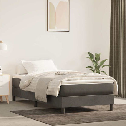 Materasso A Molle 90X210X20 Cm In Velluto Grigio Scuro