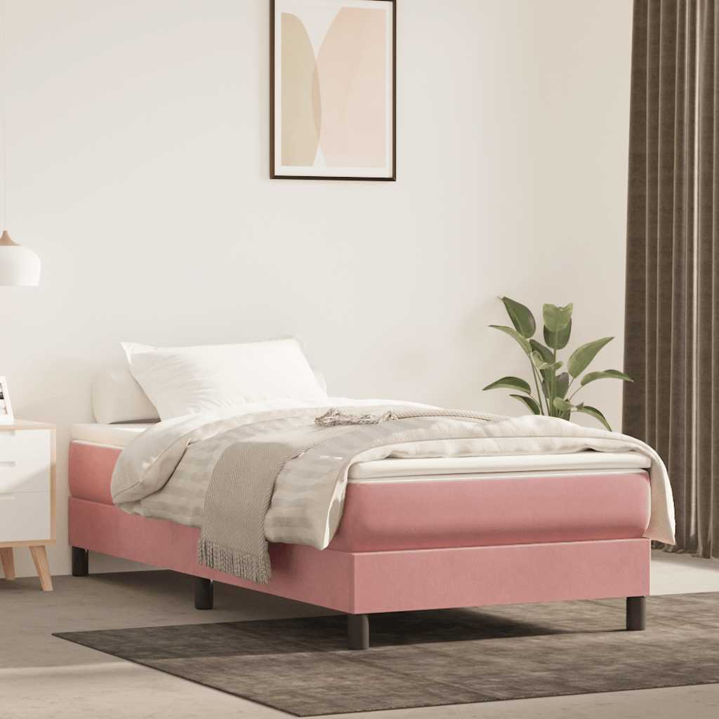 Materasso A Molle Insacchettate 90X210X20 Cm In Velluto Rosa