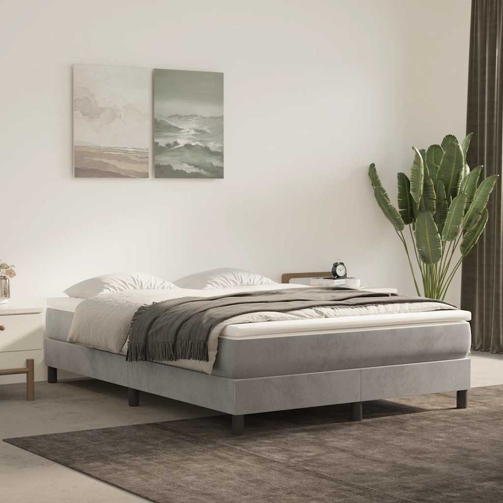 Materasso A Molle 120X190X20 Cm In Velluto Grigio Chiaro