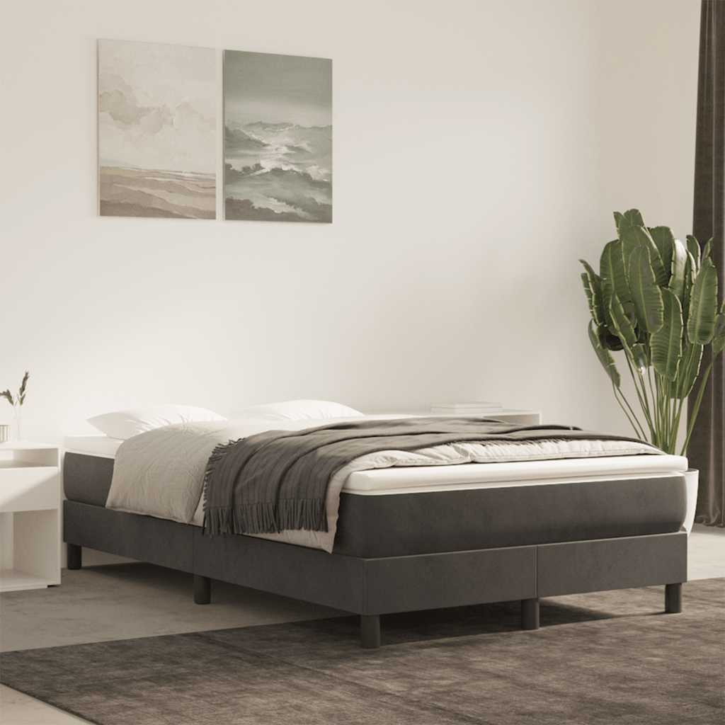 Materasso A Molle 90X210X20 Cm In Velluto Grigio Scuro