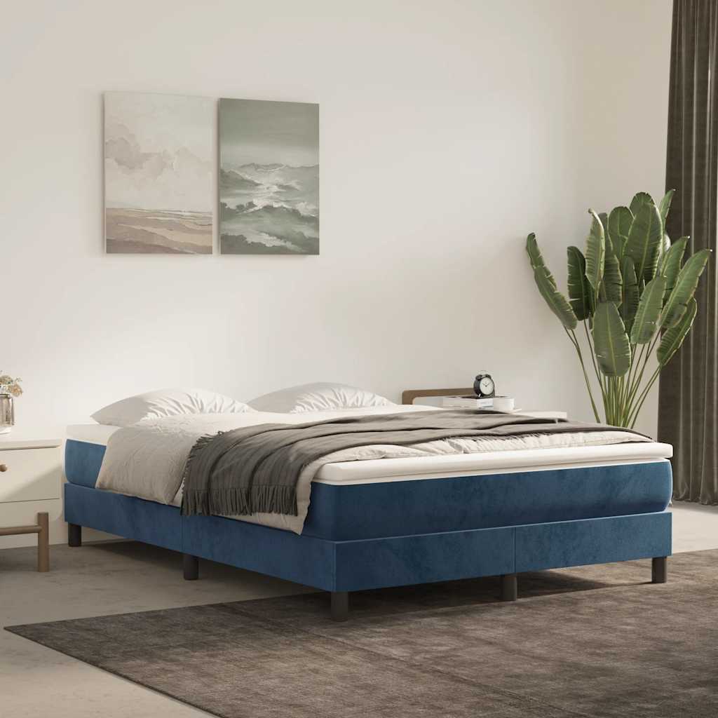 Materasso A Molle 120X190X20 Cm In Velluto Blu Scuro