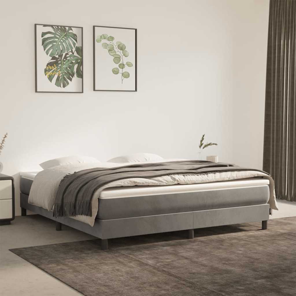 Materasso A Molle 120X190X20 Cm In Velluto Grigio Chiaro