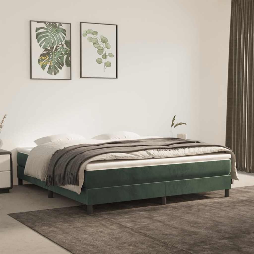 Materasso A Molle 80X200X20 Cm In Velluto Verde Scuro