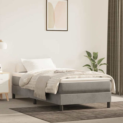 Materasso A Molle 120X190X20 Cm In Velluto Grigio Chiaro